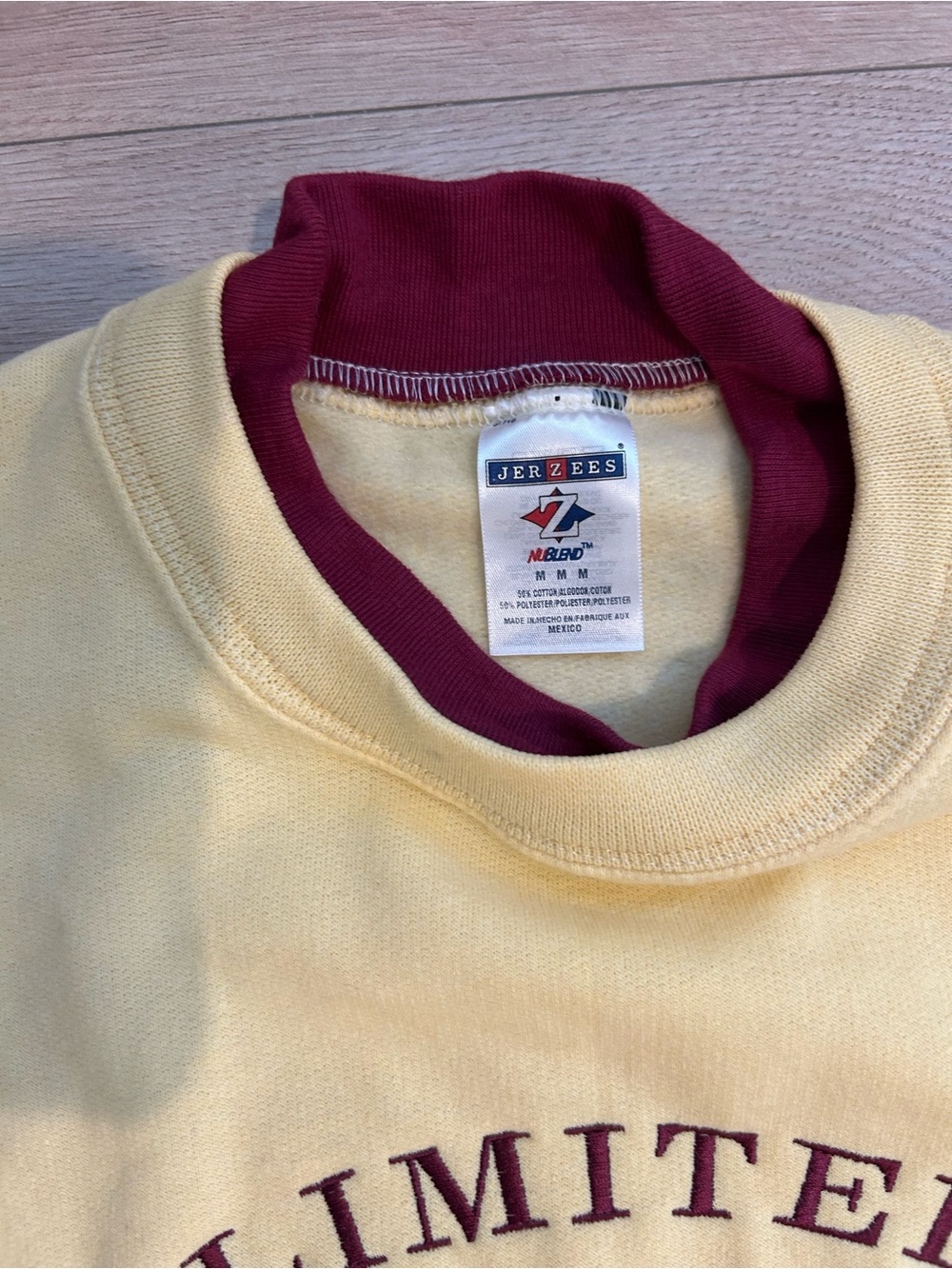Jerzees Yellow 'Limited Nana Edition' Crewneck Sweatshirt with Maroon Accent - Picture 2 of 3
